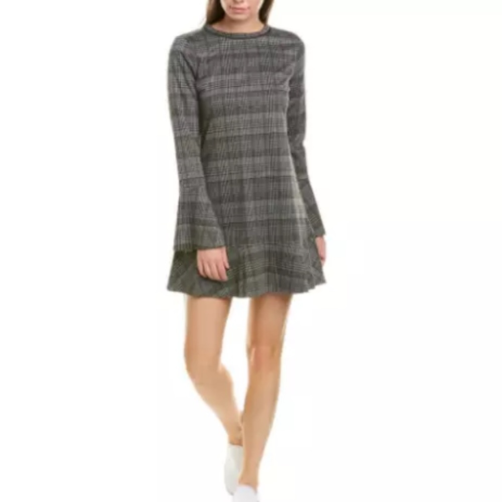 Michael Stars Plaid Drop Waist Long Sleeve Mini Dress - size Small